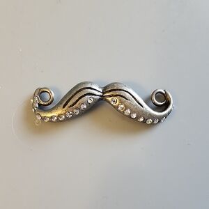Silver Rhinestone Mustache Necklace Charm